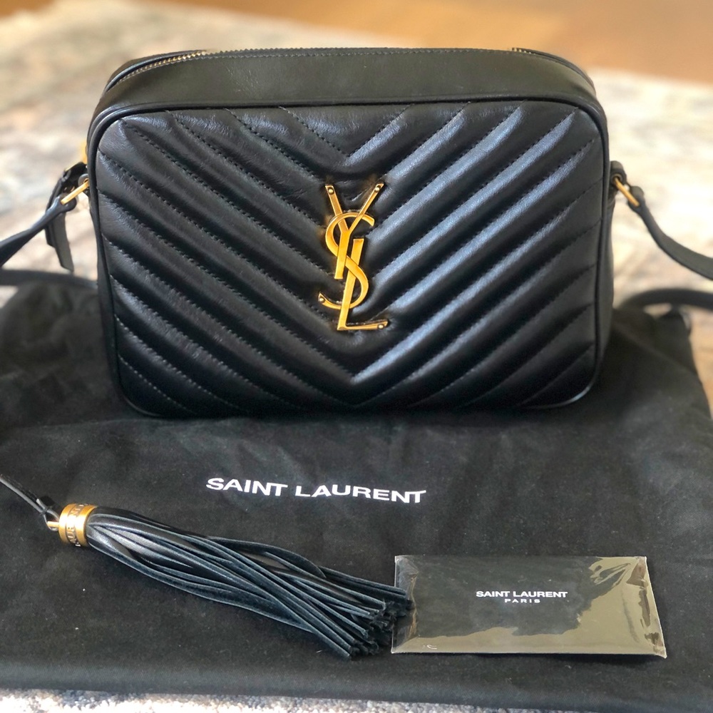 Saint Laurent Lou Matelassé camera black leather crossbody bag